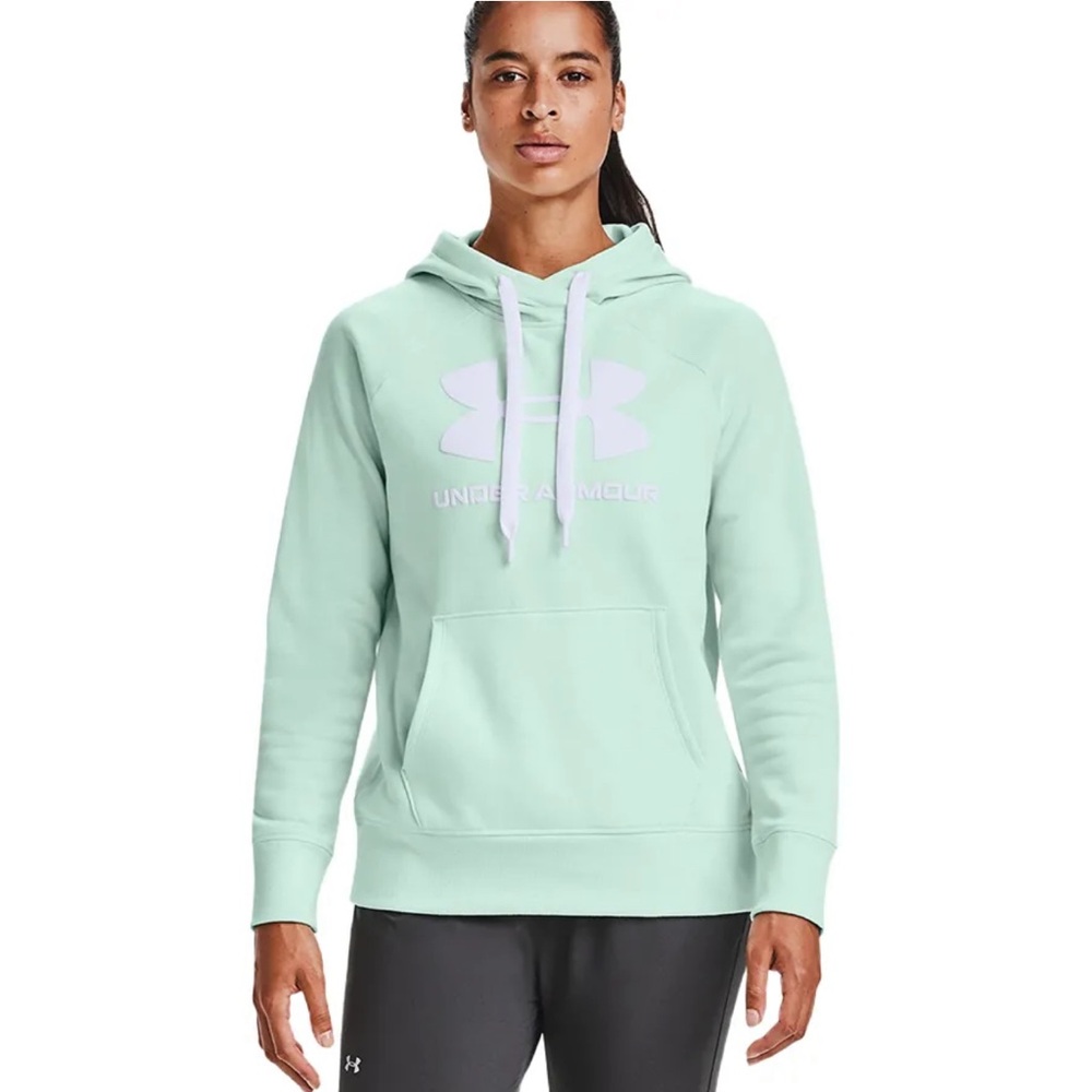 Under Armour Women's XS Rival Fleece Logo Hoodie in mint green